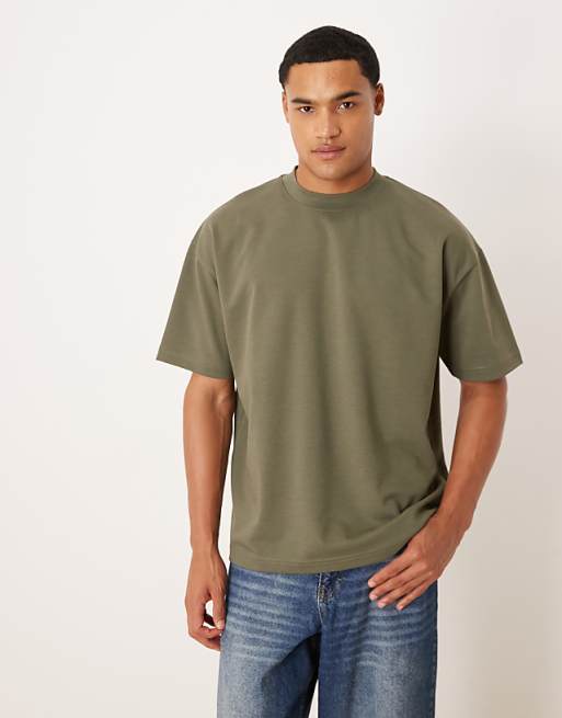 ASOS DESIGN breatheMAX™ heavyweight oversized t-shirt in khaki cotton blend