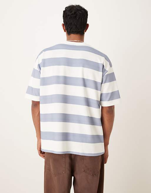 ASOS DESIGN BreatheMAX™ Heavyweight Oversized T-shirt In Blue And White Chunky Stripe