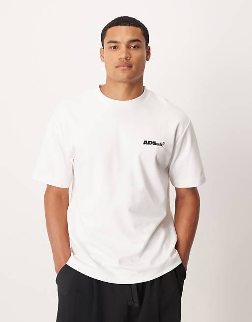 ASOS DESIGN breatheMAX™ heavyweight oversized t-shirt with text graphic in white