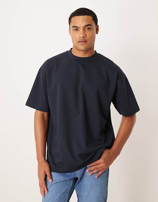 ASOS DESIGN breatheMAX™ heavyweight oversized t-shirt in navy cotton blend