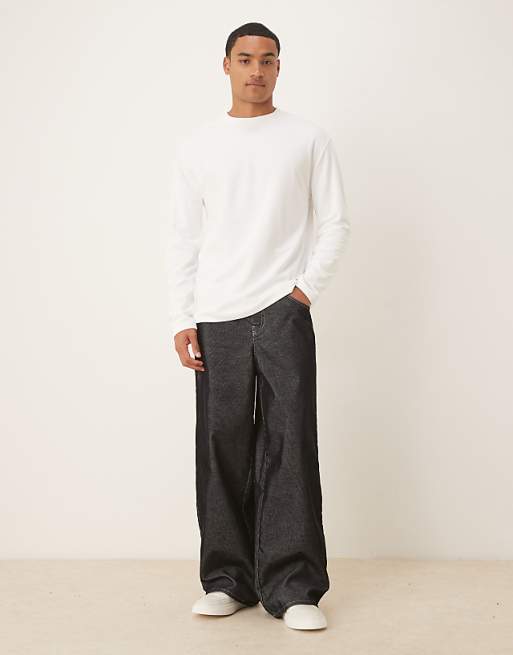 ASOS DESIGN BreatheMAX™ Heavyweight Relaxed Long Sleeve T-shirt In White Cotton Blend