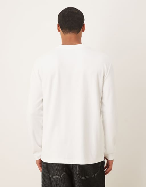 ASOS DESIGN BreatheMAX™ Heavyweight Relaxed Long Sleeve T-shirt In White Cotton Blend