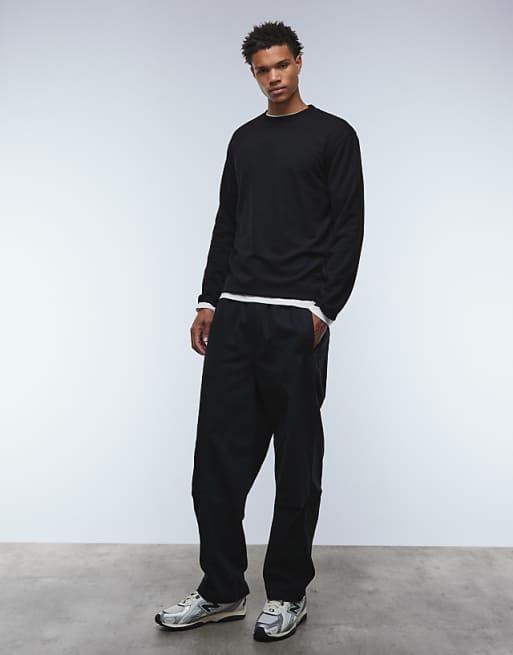 ASOS DESIGN BreatheMAX™ Heavyweight Relaxed Long Sleeve T-shirt In Black Cotton Blend