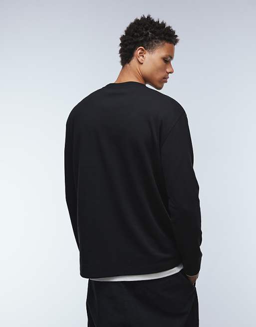 ASOS DESIGN BreatheMAX™ Heavyweight Relaxed Long Sleeve T-shirt In Black Cotton Blend