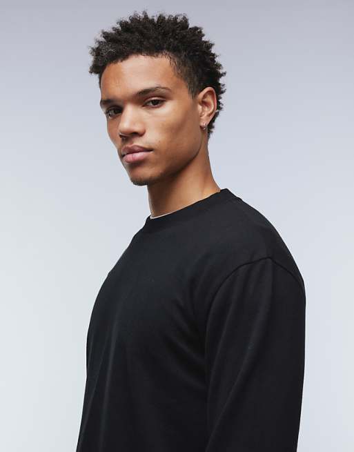 ASOS DESIGN BreatheMAX™ Heavyweight Relaxed Long Sleeve T-shirt In Black Cotton Blend