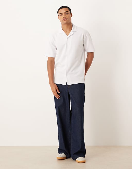 ASOS DESIGN BreatheMAX™ Heavyweight Relaxed Polo Shirt In White Cotton Blend