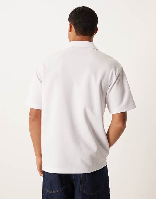ASOS DESIGN BreatheMAX™ Heavyweight Relaxed Polo Shirt In White Cotton Blend