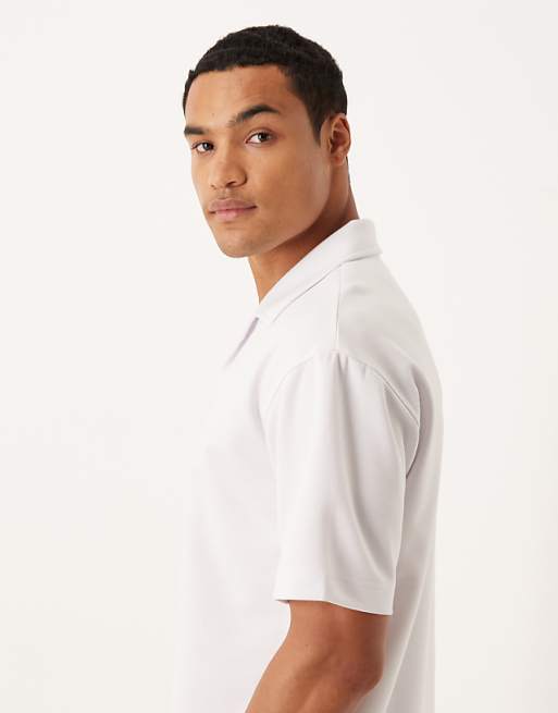 ASOS DESIGN BreatheMAX™ Heavyweight Relaxed Polo Shirt In White Cotton Blend