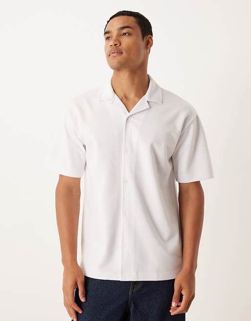 ASOS DESIGN breatheMAX™ heavyweight relaxed polo shirt in white cotton blend