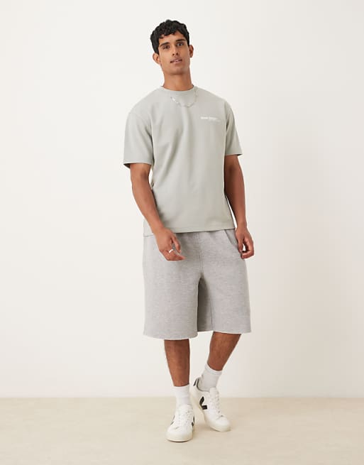 ASOS DESIGN BreatheMAX™ Heavyweight Relaxed T-shirt With Text Graphic In Sage Green