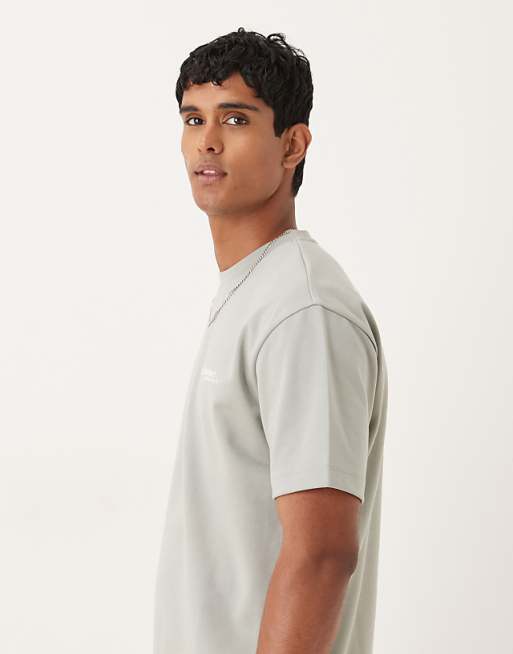 ASOS DESIGN BreatheMAX™ Heavyweight Relaxed T-shirt With Text Graphic In Sage Green