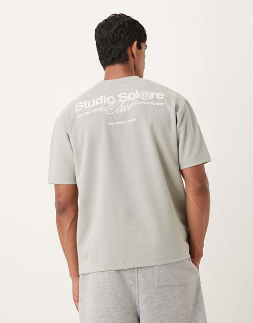 ASOS DESIGN breatheMAX™ heavyweight relaxed t-shirt with text graphic in sage green