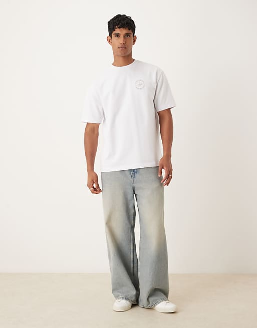 ASOS DESIGN BreatheMAX™ Heavyweight Relaxed T-shirt With City Graphic In White