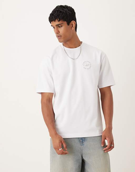 ASOS DESIGN breatheMAX™ heavyweight relaxed t-shirt with city graphic in white