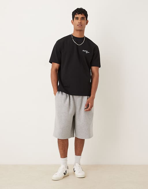 ASOS DESIGN BreatheMAX™ Heavyweight Relaxed T-shirt With Text Graphic In Black