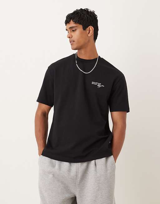 ASOS DESIGN breatheMAX™ heavyweight relaxed t-shirt with text graphic in black