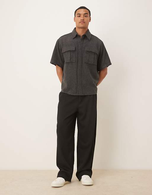 ASOS DESIGN Brushed Oversized Utility Shirt In Brown