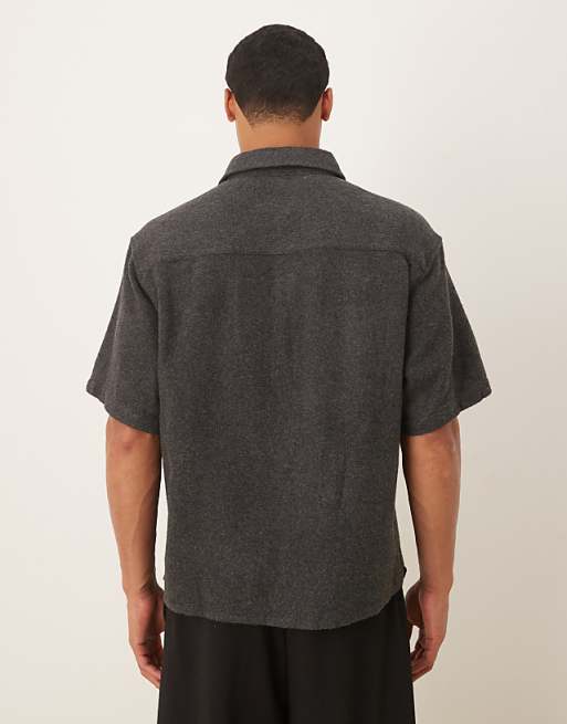 ASOS DESIGN Brushed Oversized Utility Shirt In Brown