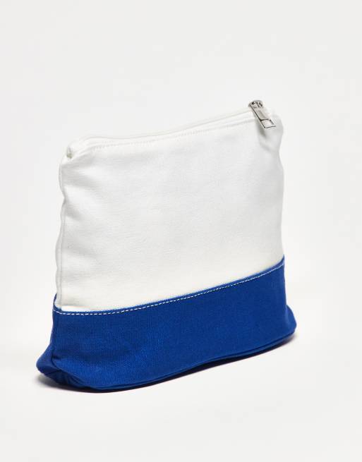 ASOS DESIGN Canvas Washbag With Embroidery In Ecru