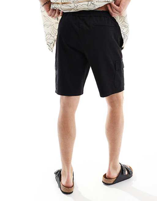 ASOS DESIGN Cargo Short In Regular Length In Black