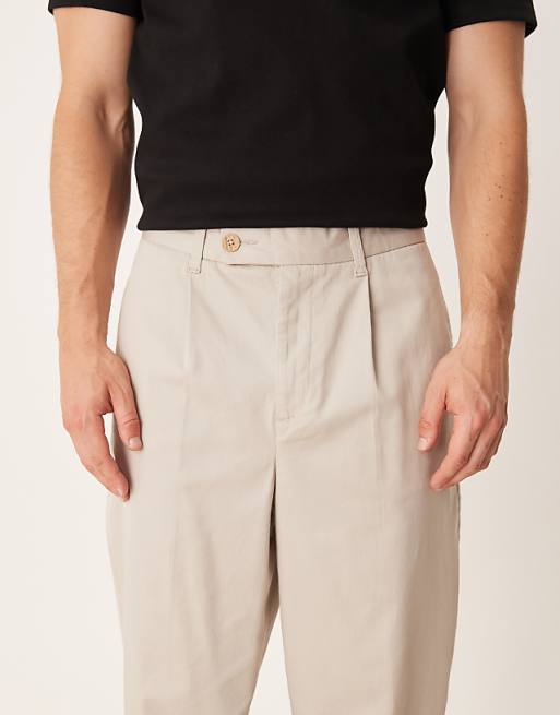 ASOS DESIGN Carrot Fit Smart Chino Trousers In Stone
