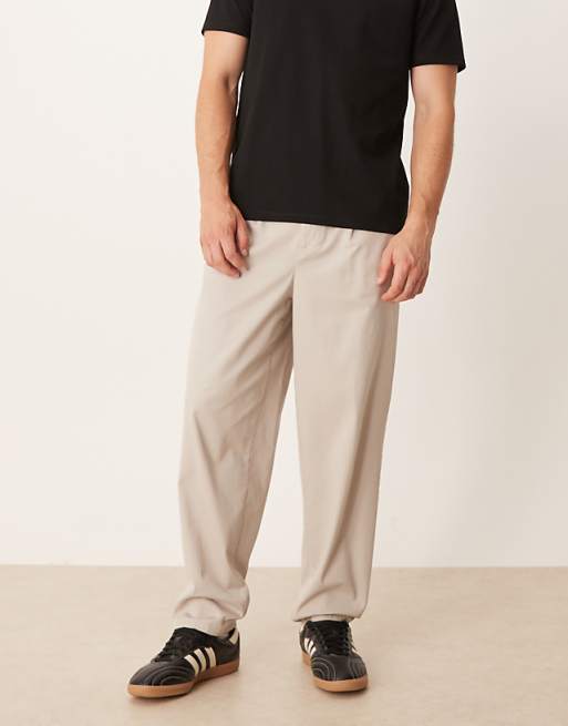 ASOS DESIGN carrot fit smart chino trousers in stone