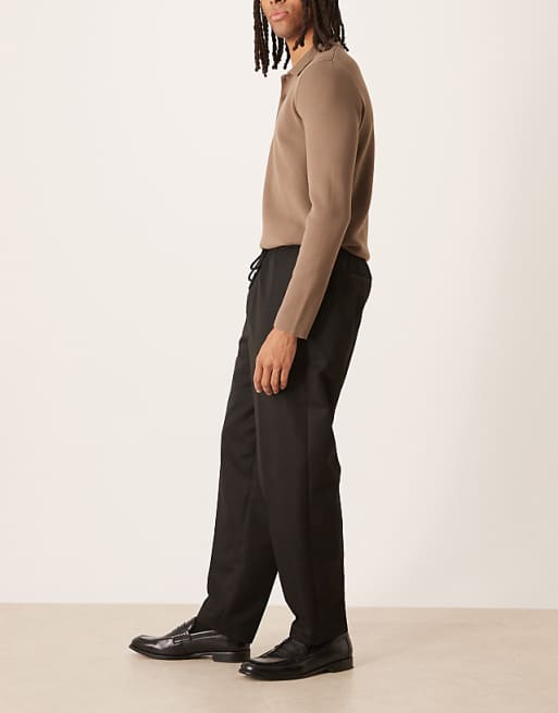 ASOS DESIGN Carrot Fit Trousers With Elasticated Waistband In Black