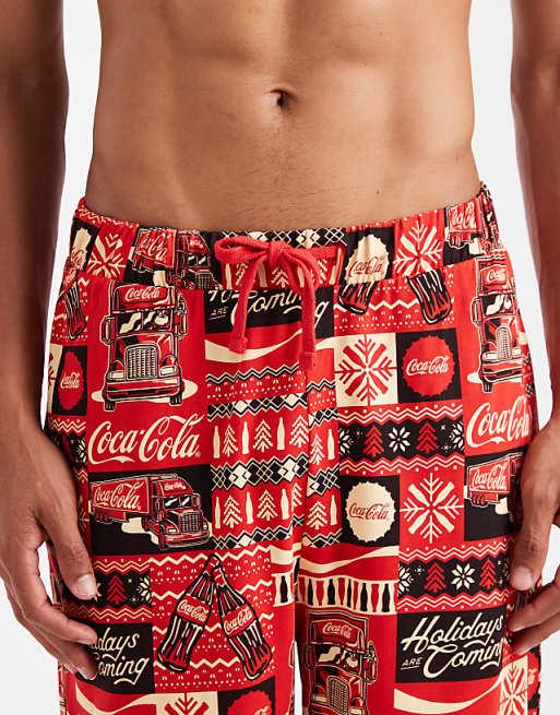 ASOS DESIGN Christmas Coca Cola Lounge Bottoms In Red