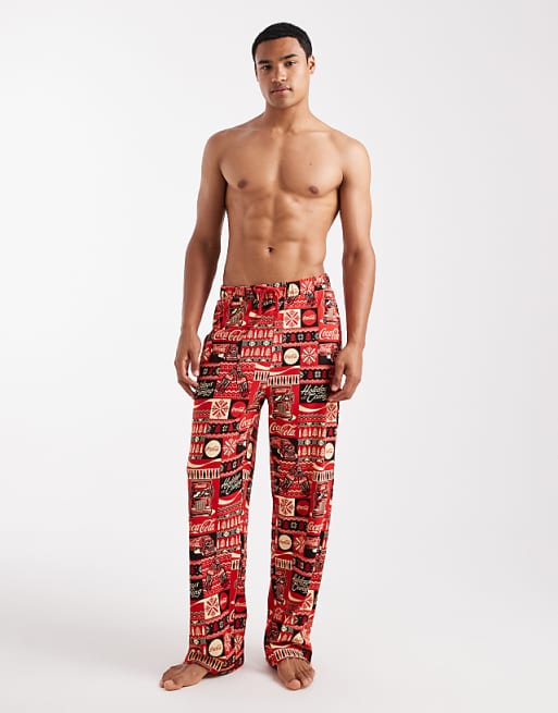 ASOS DESIGN Christmas Coca Cola lounge bottoms in red