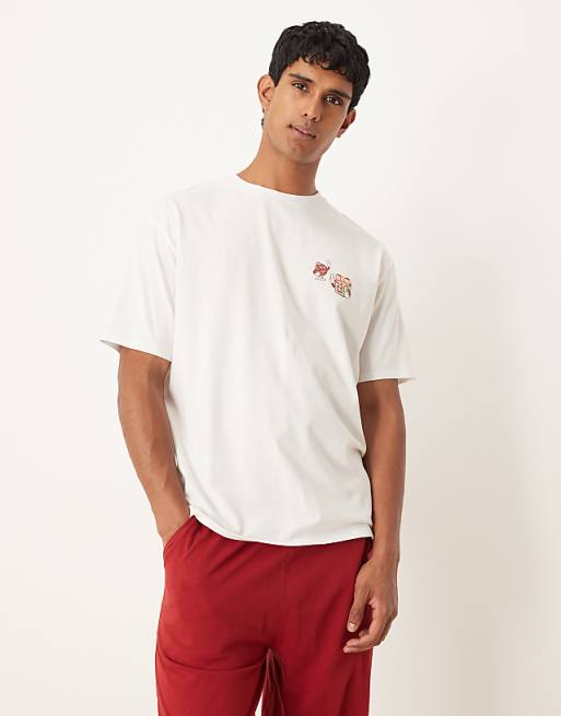 ASOS DESIGN Christmas Pyjama Set With Characters Graphic In Red
