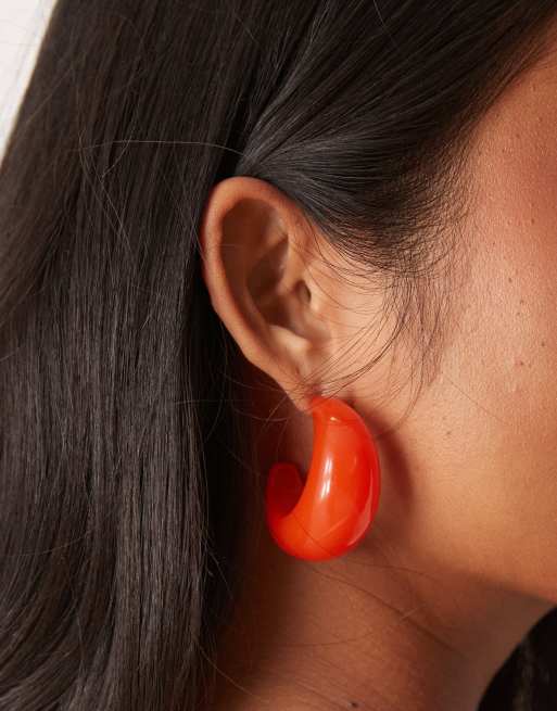 ASOS DESIGN Chunky Hoop Earrings In Burnt Orange Resin
