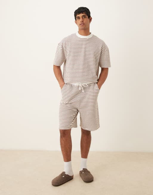 ASOS DESIGN Co-ord Boxy Oversized In Neutral Textured Stripe