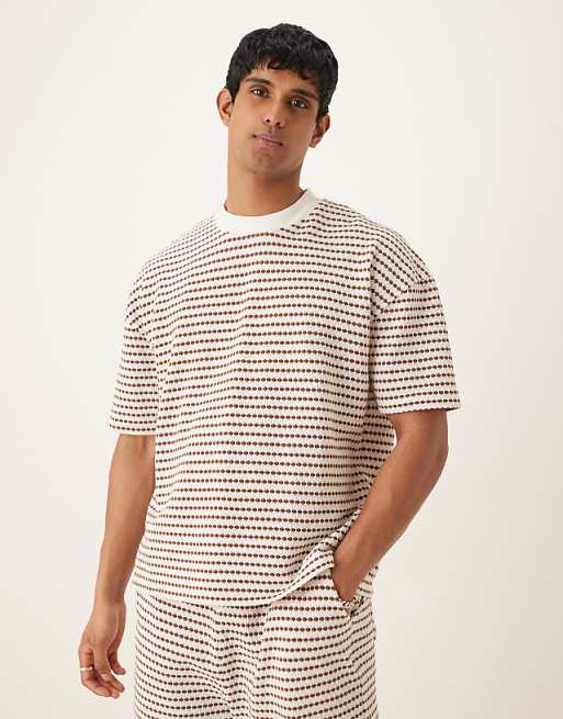 ASOS DESIGN co-ord boxy oversized in neutral textured stripe