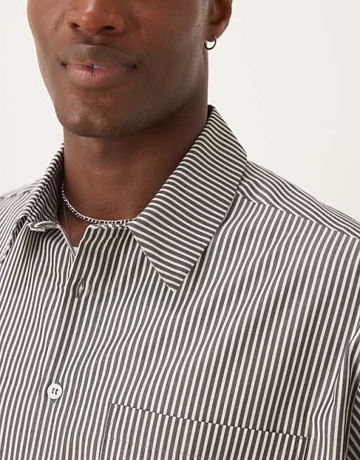 ASOS DESIGN Co-ord Boxy Oversized Stripe Shirt In Grey