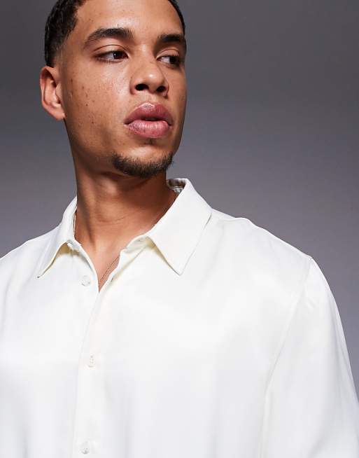 ASOS DESIGN Co-ord Boxy Relaxed Satin Shirt In Cream