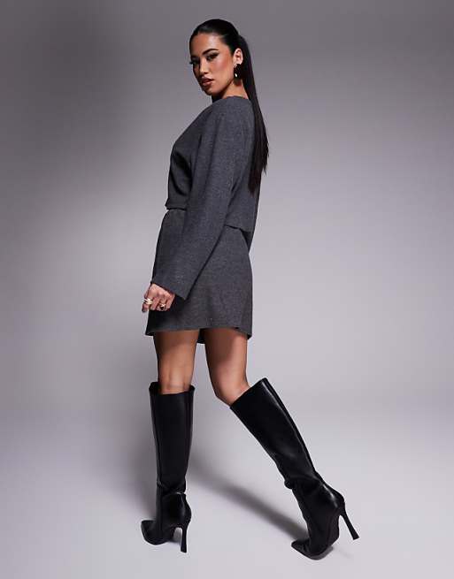 ASOS DESIGN Co-ord Brushed Mini Skirt In Charcoal