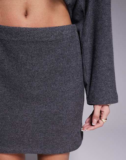 ASOS DESIGN Co-ord Brushed Mini Skirt In Charcoal