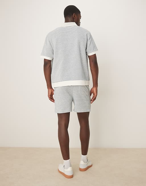 ASOS DESIGN Co-ord Crotchet Stripe Shorts In In Neutral Textured Stripe