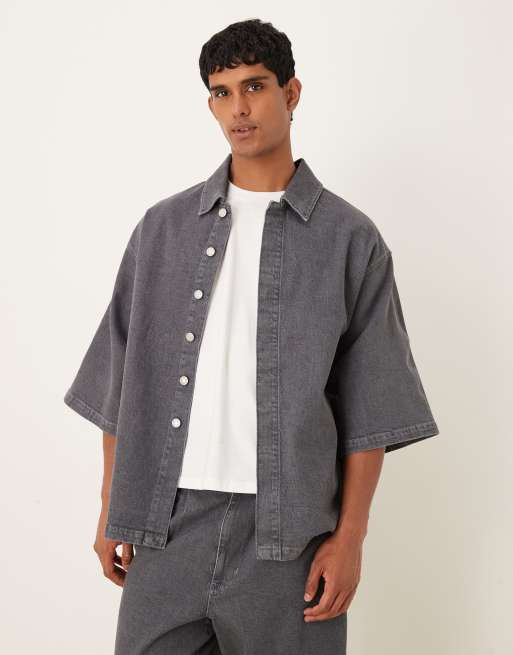 ASOS DESIGN Co-ord Denim Shirt And Jeans In Grey