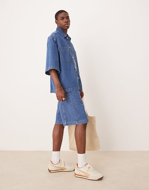 ASOS DESIGN Co-ord Denim Shirt And Jeans In Mid Wash Blue