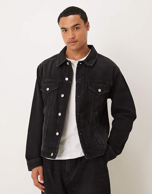 ASOS DESIGN co-ord denim trucker jacker in black