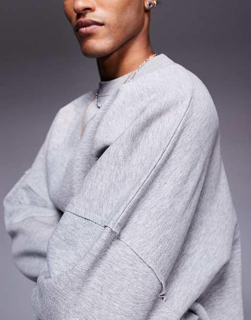 ASOS DESIGN Co-ord Extreme Oversized Sweatshirt With Raw Edge In Grey Marl