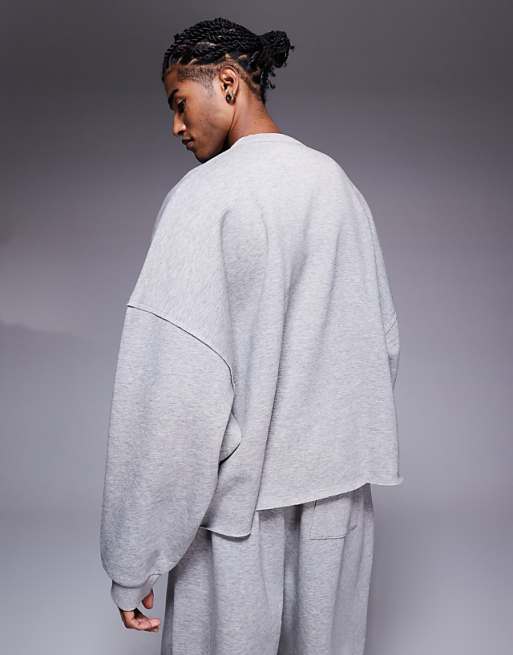 ASOS DESIGN Co-ord Extreme Oversized Sweatshirt With Raw Edge In Grey Marl