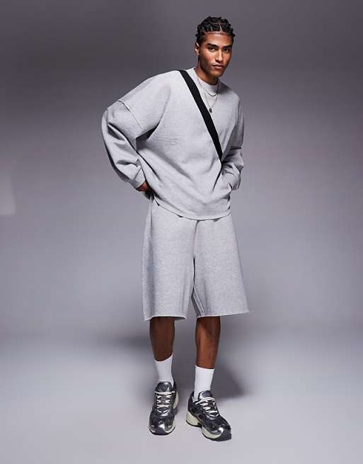 ASOS DESIGN Co-ord Extreme Oversized Sweatshirt With Raw Edge In Grey Marl