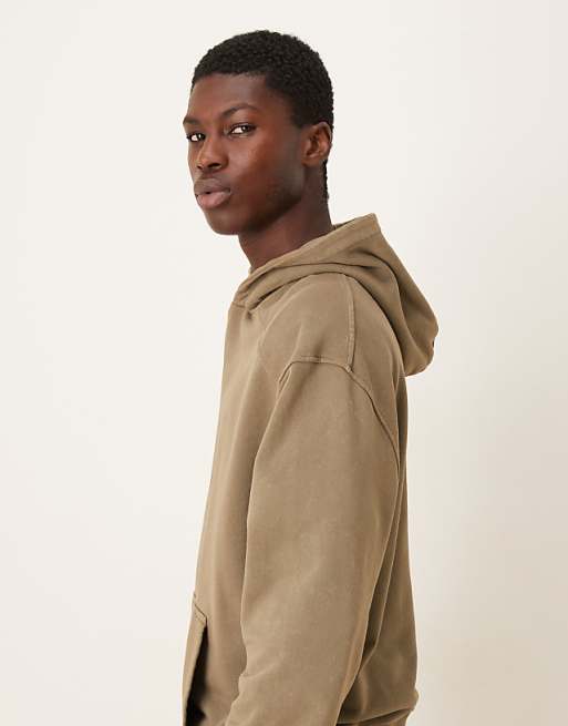 ASOS DESIGN Co-ord Garment Dye Heavy Wash Oversized Hoodie In Khaki