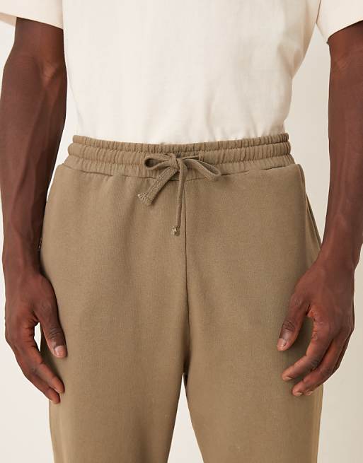 ASOS DESIGN Co-ord Garment Dye Heavy Wash Tapered Fit Jogger In Khaki