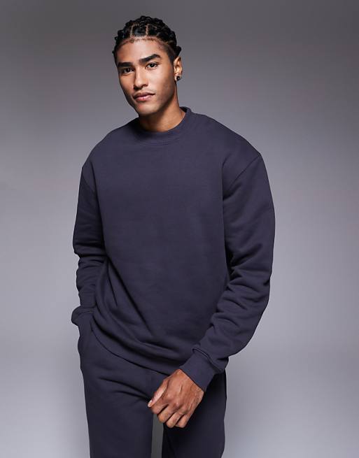 ASOS DESIGN co-ord heavyweight oversized sweatshirt in 400gsm charcoal
