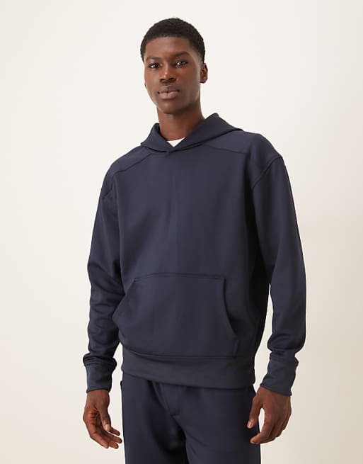ASOS DESIGN co-ord heavyweight relaxed hoodie in scuba-style fabric in navy