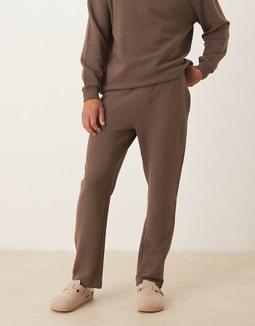 ASOS DESIGN co-ord heavyweight straight jogger in ribbed scuba-style fabric in brown
