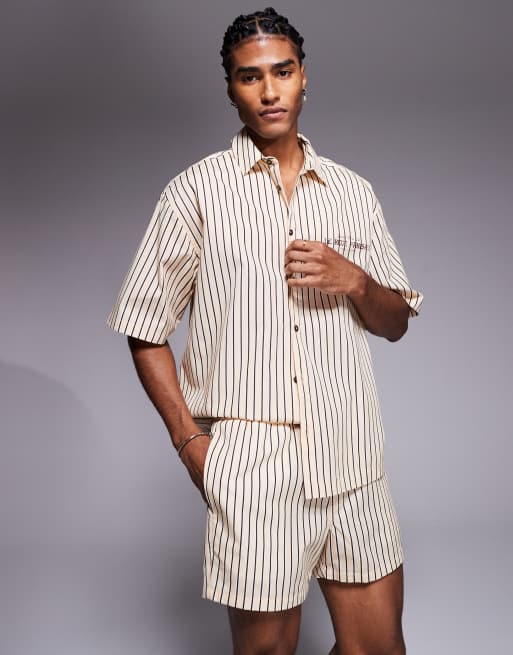 ASOS DESIGN Co-ord In Beige Stripe